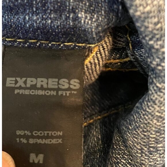 Express Precision Fit Denim Jacket Blue Classic Style Medium - Picture 4 of 11